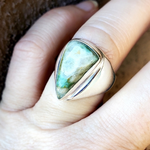 New Men's Chrysocolla 925 Silver Ring. - Picture 15 of 15